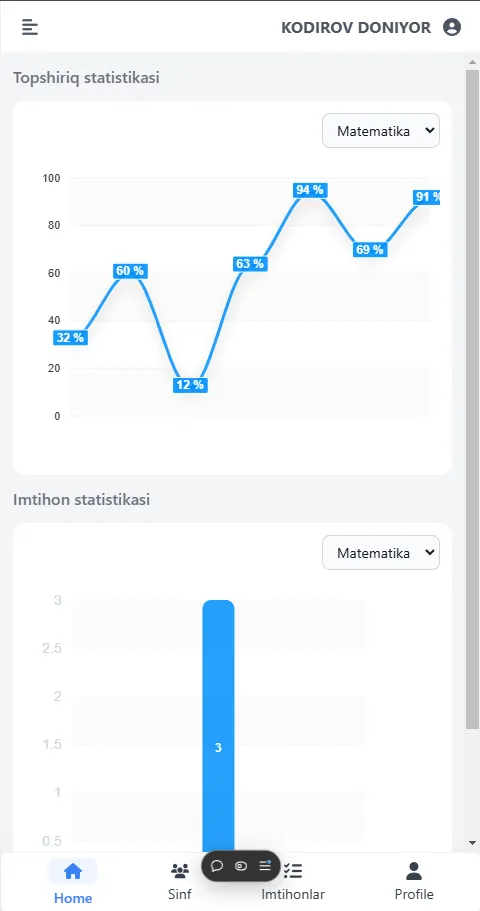 EduTracker mobile app screens