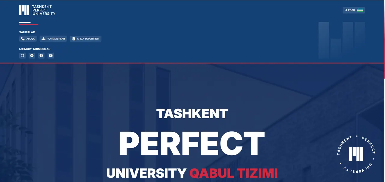 Admission application page of qabul.tpu.uz