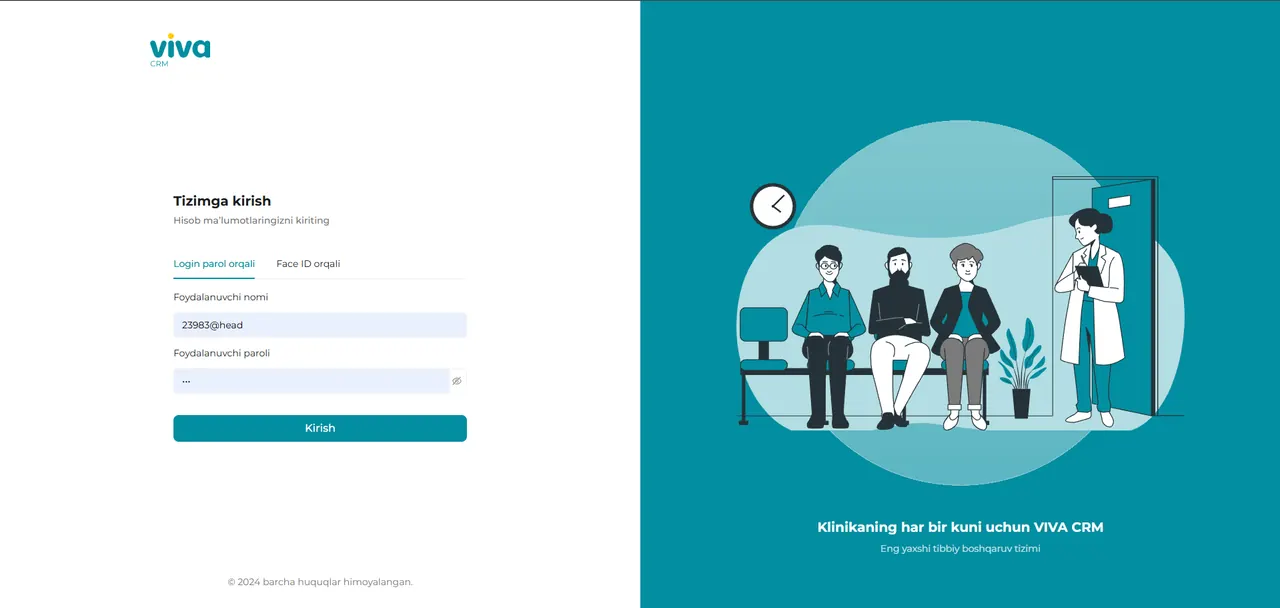 Patient management screen of the VIVA Med CRM