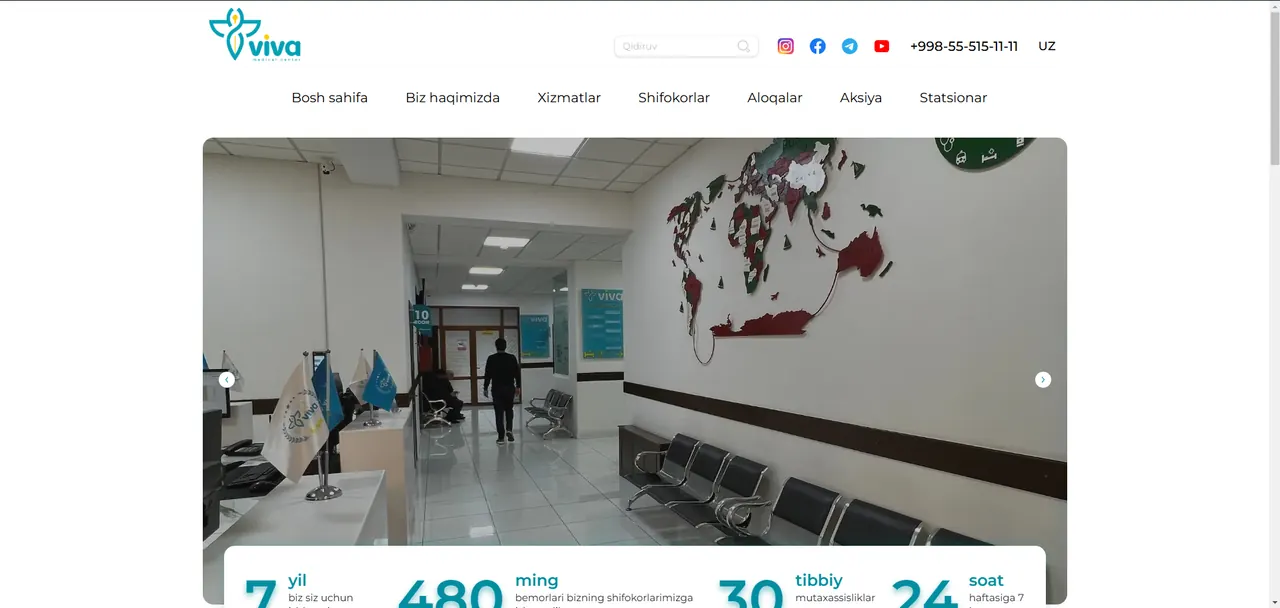 Home page of the VIVA Med medical centre website